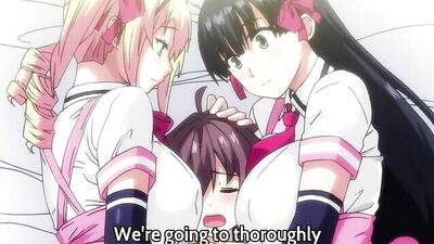Guy has a wild threesome with busty MILFs in hentai cartoon