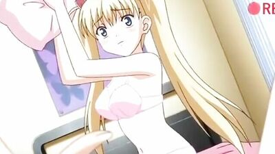 Blonde Japanese teen gets double penetrated in cartoon hentai