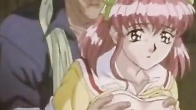 Japanese cartoon teen in bondage takes on multiple cocks in wild group sex orgy