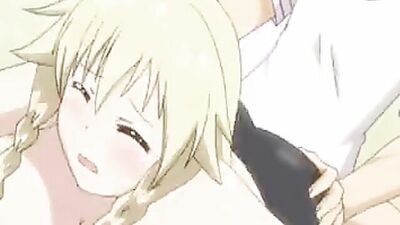 Blonde bombshell from behind gets her big tits teased in this anime porn video