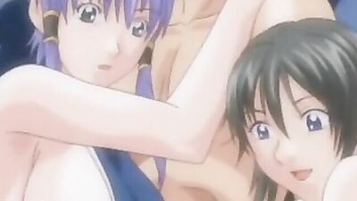 Watch this anime babe with huge tits take on multiple cocks in a wild gangbang