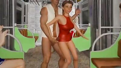 Naughty stranger bangs young girl in the underground with his big black cock in front of a pack of horny people!