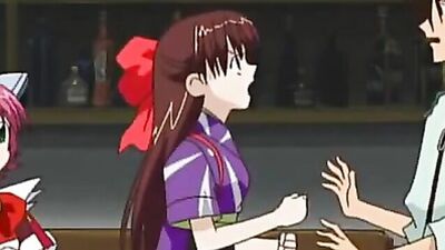 Watch this cute anime babe get dominated in the bathroom by a horny dude