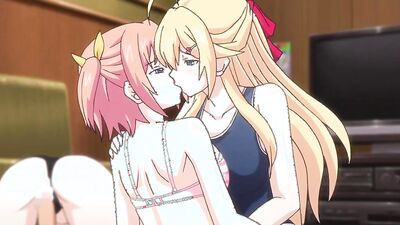 Blonde anime babes share hard dicks in wild threesome action