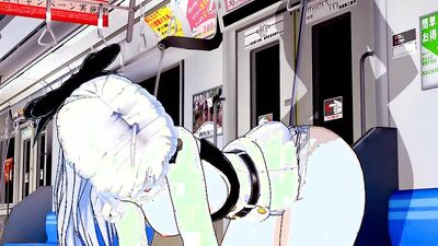 Watch this cute anime chick with white hair take a hard dick in her tight wet pussy