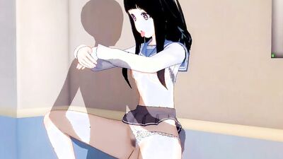 Petite schoolgirl with black hair takes a huge cock in her dripping wet pussy
