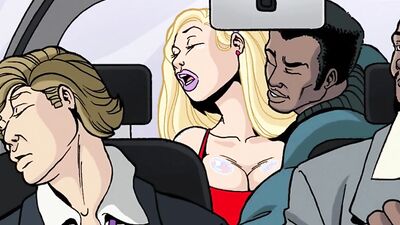 Big-titted blonde dominated and destroyed by black studs in cartoon porn