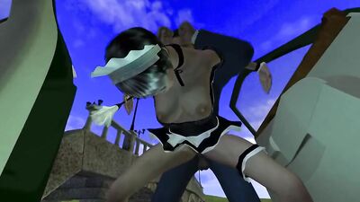 Watch this busty cartoon maid get fingered and fucked in a car in 3D hentai porn