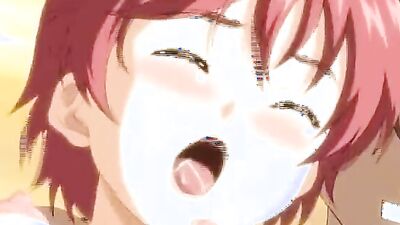 Watch this hot hentai babe with a huge tits ride her dripping wet pussy outside