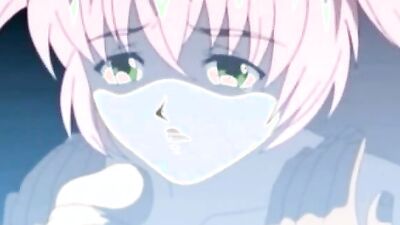Pink-haired anime cutie takes two cocks at once in a steamy threesome