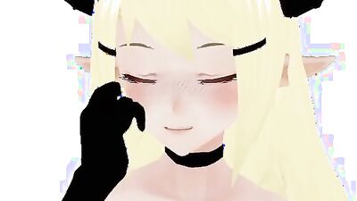 Horny blonde with horns teases you to jerk off in POV cartoon video
