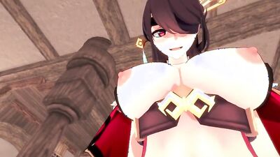 Genshin Impact's Futa gets her ass drilled in POV with a massive cock
