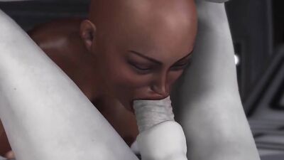 Watch this sexy sci-fi alien babe play with a black girl in the station by 3DXPassion